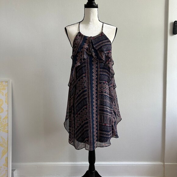BCBG Maxazria boho southwest blue shift dress size small - Picture 1 of 8